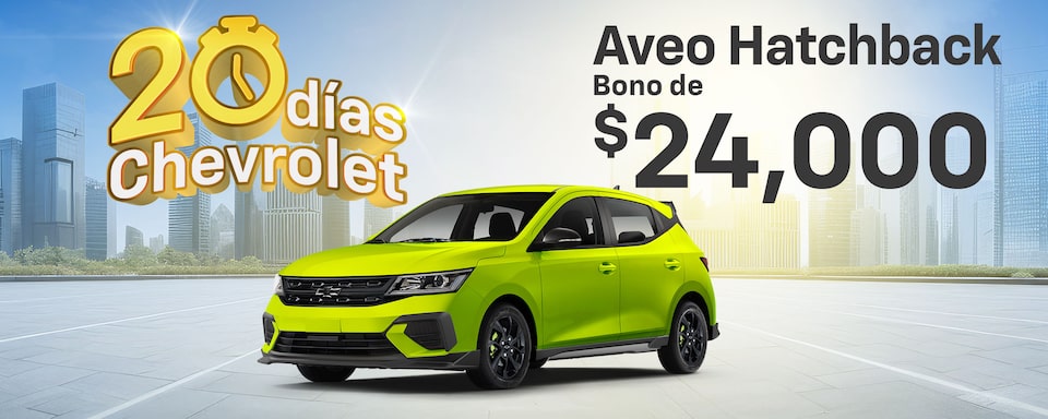 Nuevo auto compacto Chevrolet Aveo Hatchback 2025 con smartphone integration y pantalla de 8 pulgadas, monovolúmen 4 puertas